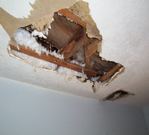 Drywall Ceiling Repair job in progress by the Wall Doctor in Orange County, California
